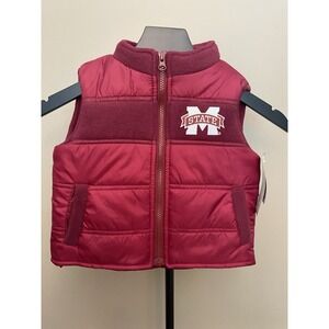 Mississippi State Bulldogs MSU Puffy Vest Maroon Toddlers Kids Sz 24 Months